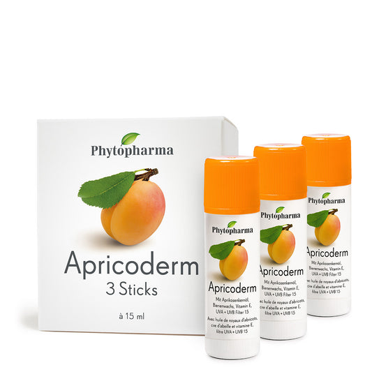 Phytopharma – Apricoderm Stick Trio | Nourishing Lip & Skin Care Stick with UVA/UVB 15 | 3 x 15 ml