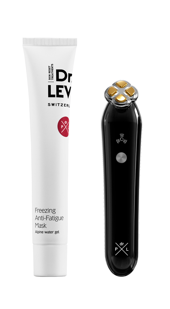 Experience the ultimate synergy of device and skincare with this duo from Dr. LEVY Switzerland.
The Contour Pro device uses a potent combination of Electro-Muscle Stimulation (EMS) and Radio-Frequency (RF) to lift, tone and redefine facial contours — from eyes and cheekbones to jawline — with visible results from the first use. 
Dr. Levy
+1
Paired with the Freezing Anti-Fatigue Mask, this dual system offers not only the high-tech contouring device, but also a conductive, energising gel mask enriched with u