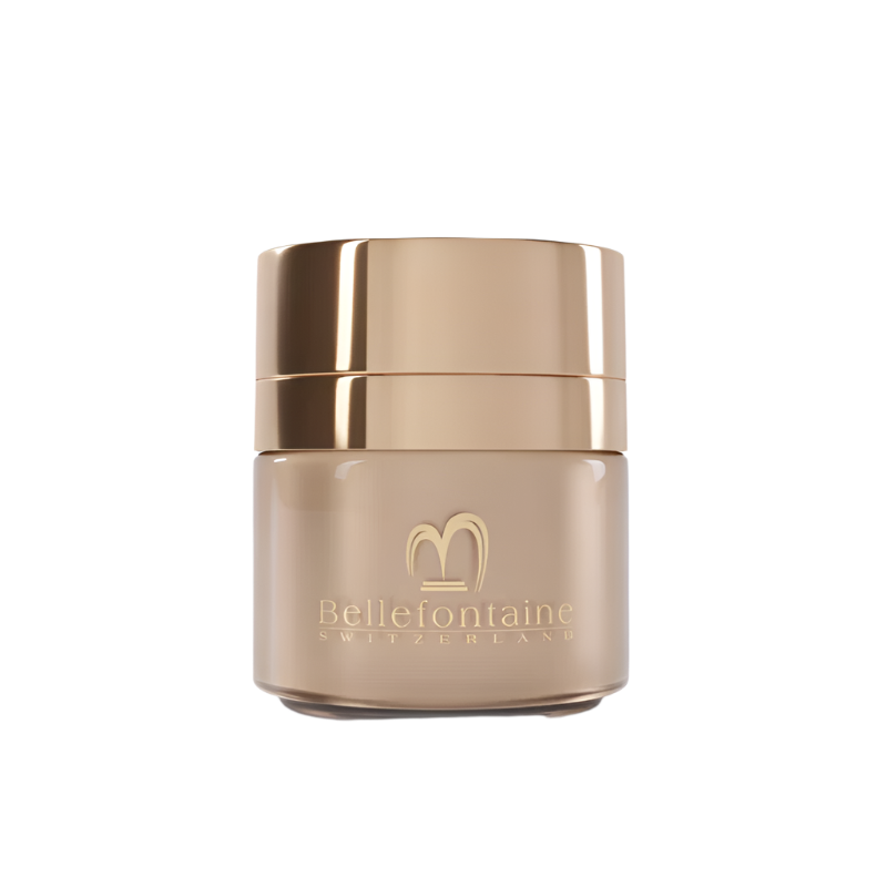 Exquis Golden Caviar Cream packaging & pump – Bellefontaine premium skincare