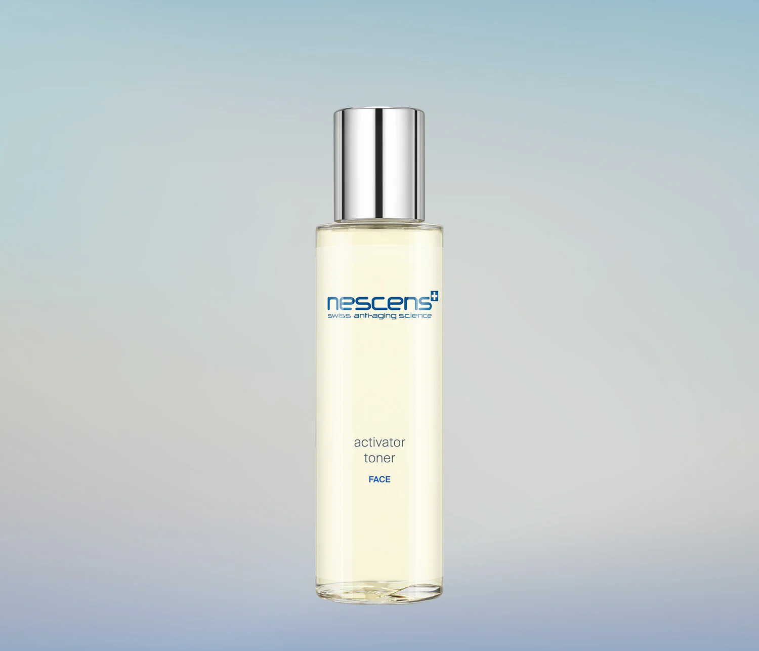 Nescens Activator Toner spray bottle with mist in motion