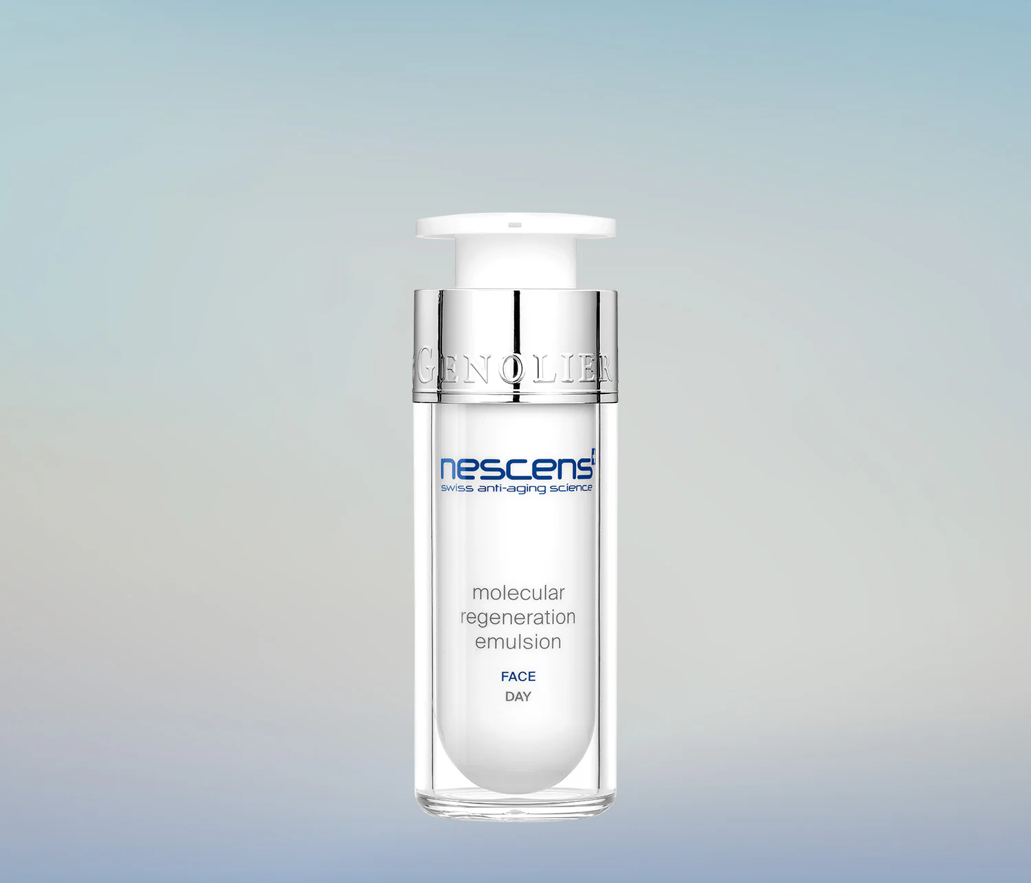 Nescens Molecular Regeneration Day Emulsion open jar with cream texture