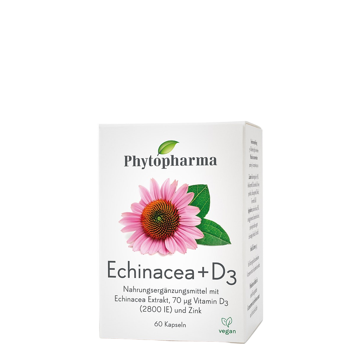 Phytopharma Echinacea + D3 Capsules — 60 pcs immune support supplement