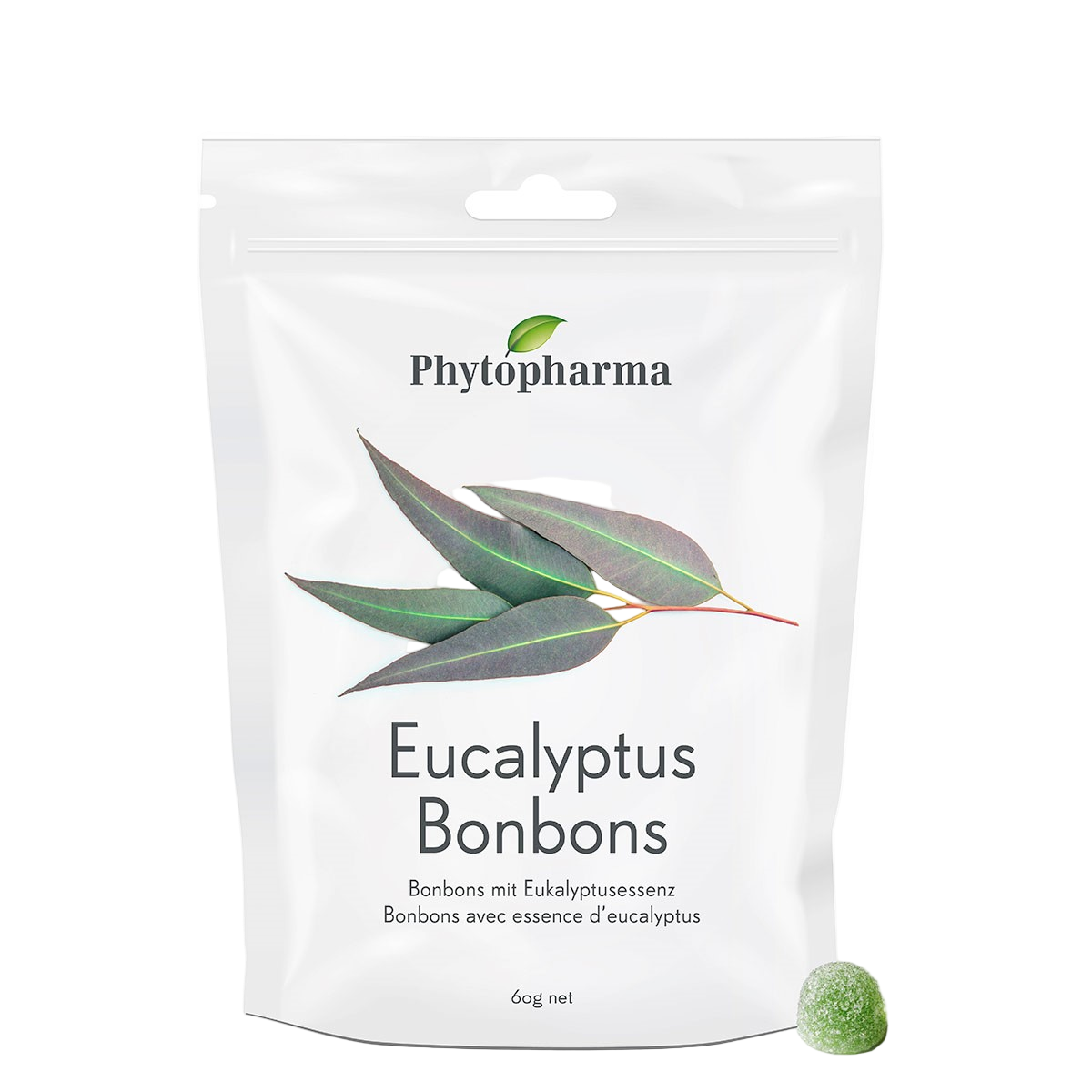 Phytopharma Eucalyptus Bonbons — 60 g herbal throat lozenges