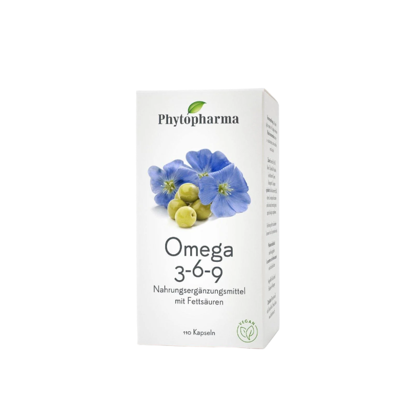Phytopharma Omega 3-6-9 Capsules – Swiss balanced omega formula for heart, skin and brain (110 capsules)