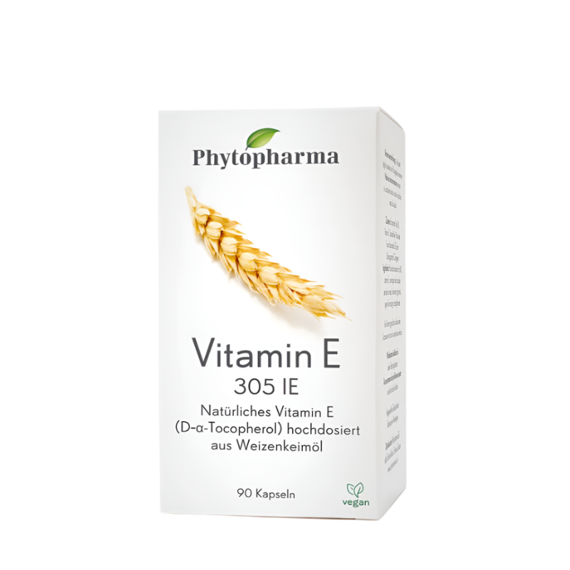 Phytopharma Vitamin E 305 Capsules – antioxidant and skin protection supplement (90 pcs)