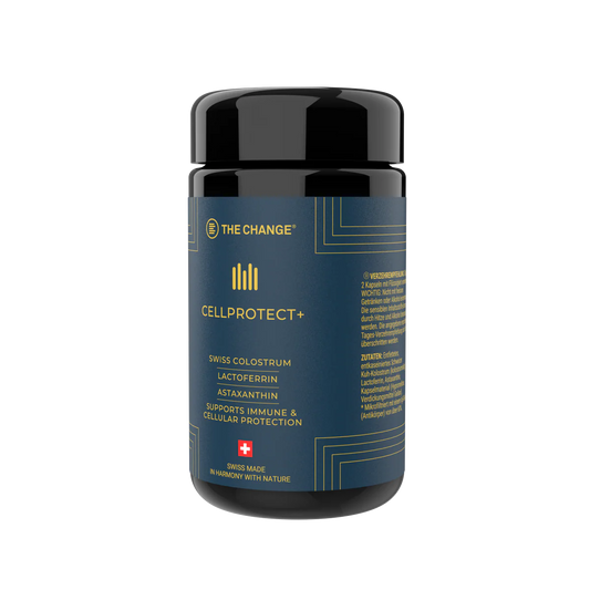 THE CHANGE CellProtect Swiss high-IgG colostrum & antioxidant supplement capsules for immune and cell protection | Beautylion.ch