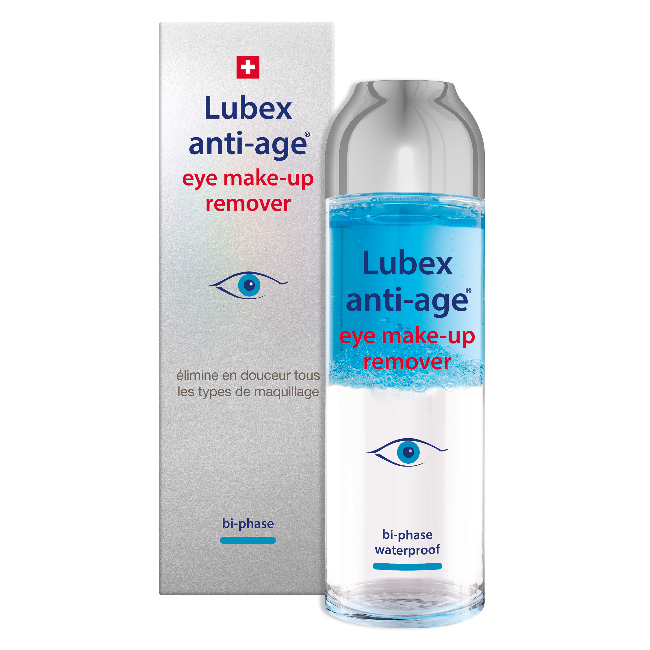 Two-phase liquid texture of Lubex anti-age Eye Make-Up Remover – gentle on sensitive eye contour