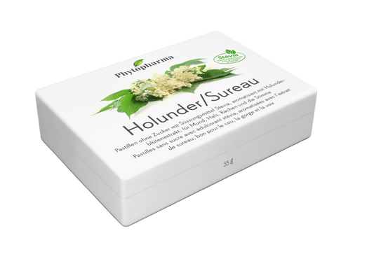 Phytopharma Holunder Pastilles 55 g – Swiss elderflower lozenges, vegan and sugar-free