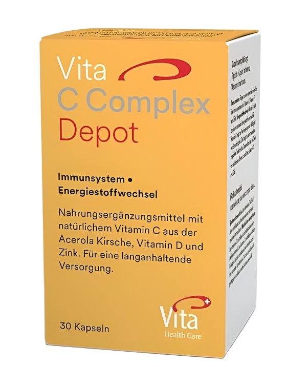 Bottle of Vita C Complex Depot with acerola cherry, vitamin D & zinc