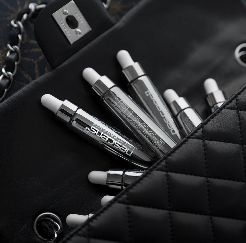 Elegant display of Swiss booster with light background