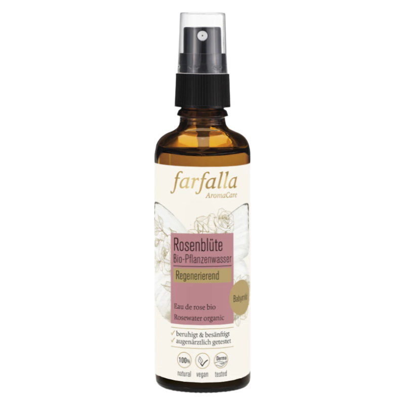 Farfalla Organic Rose Blossom Hydrosol Rose Water 75 ml – Swiss natural skincare available at BeautyLion