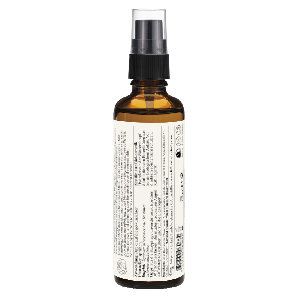 Farfalla Organic Rose Water Hydrosol 500 ml for sensitive and stressed skin – BeautyLion premium skincare