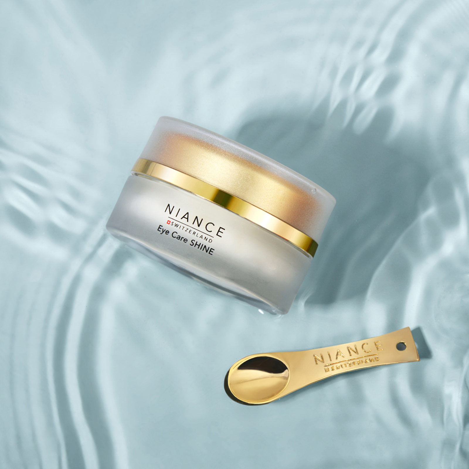 NIANCE Eye Care SHINE packaging — 15 ml airless pump with hygienic applicator