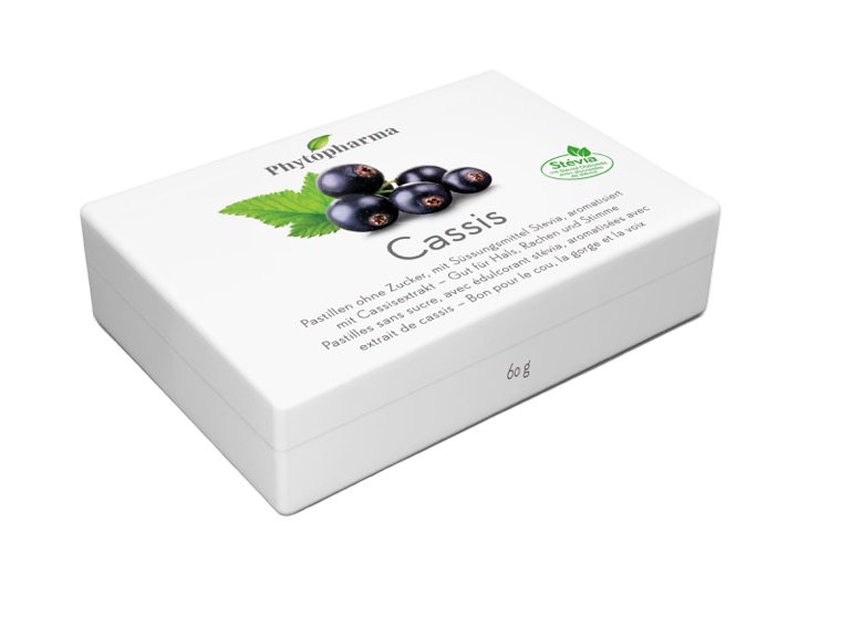 Phytopharma Cassis Pastilles – Sugar-Free Blackcurrant Lozenges Main image
