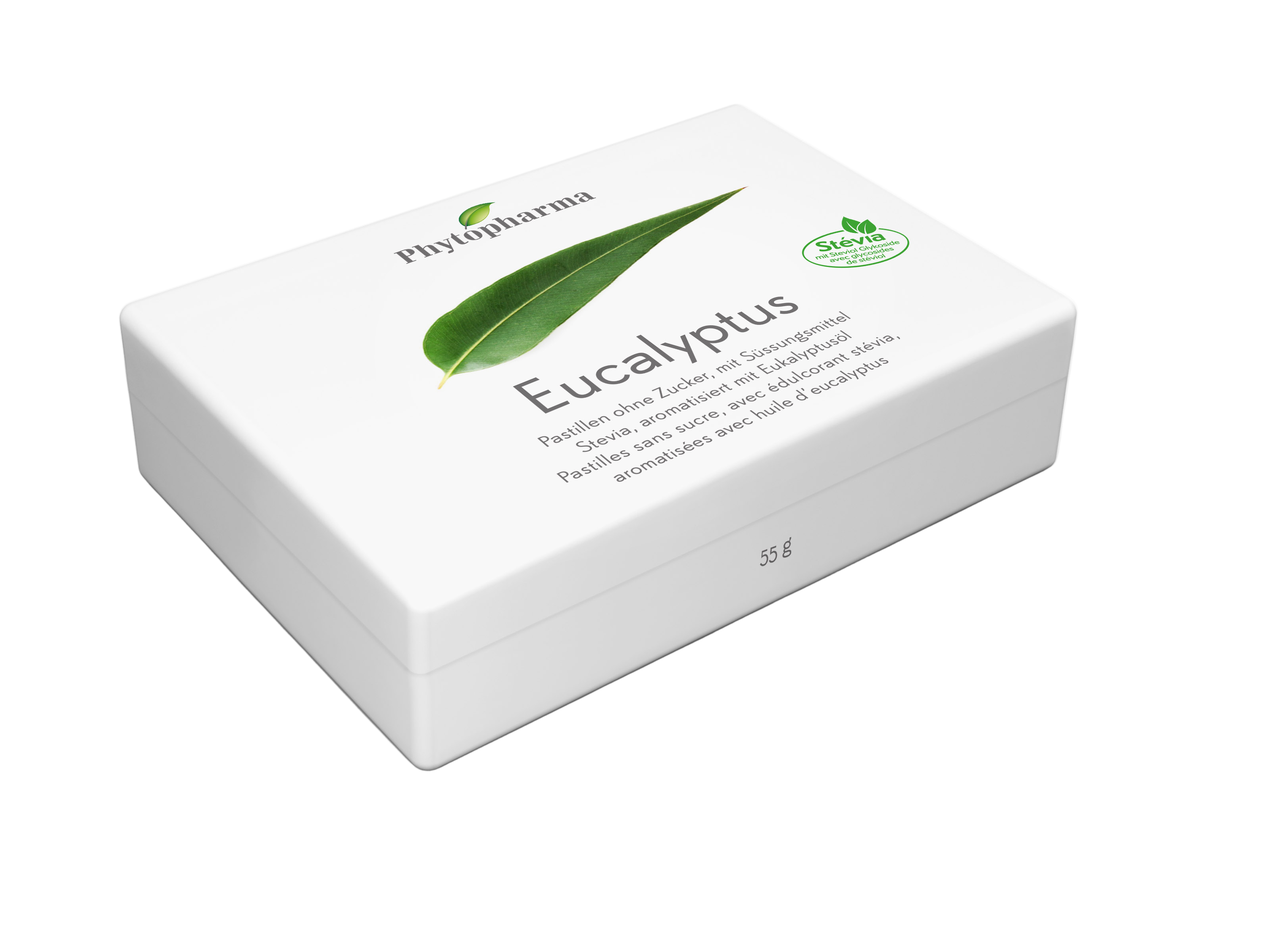 Phytopharma Eucalyptus Pastilles 55 g — sugar-free herbal throat lozenges