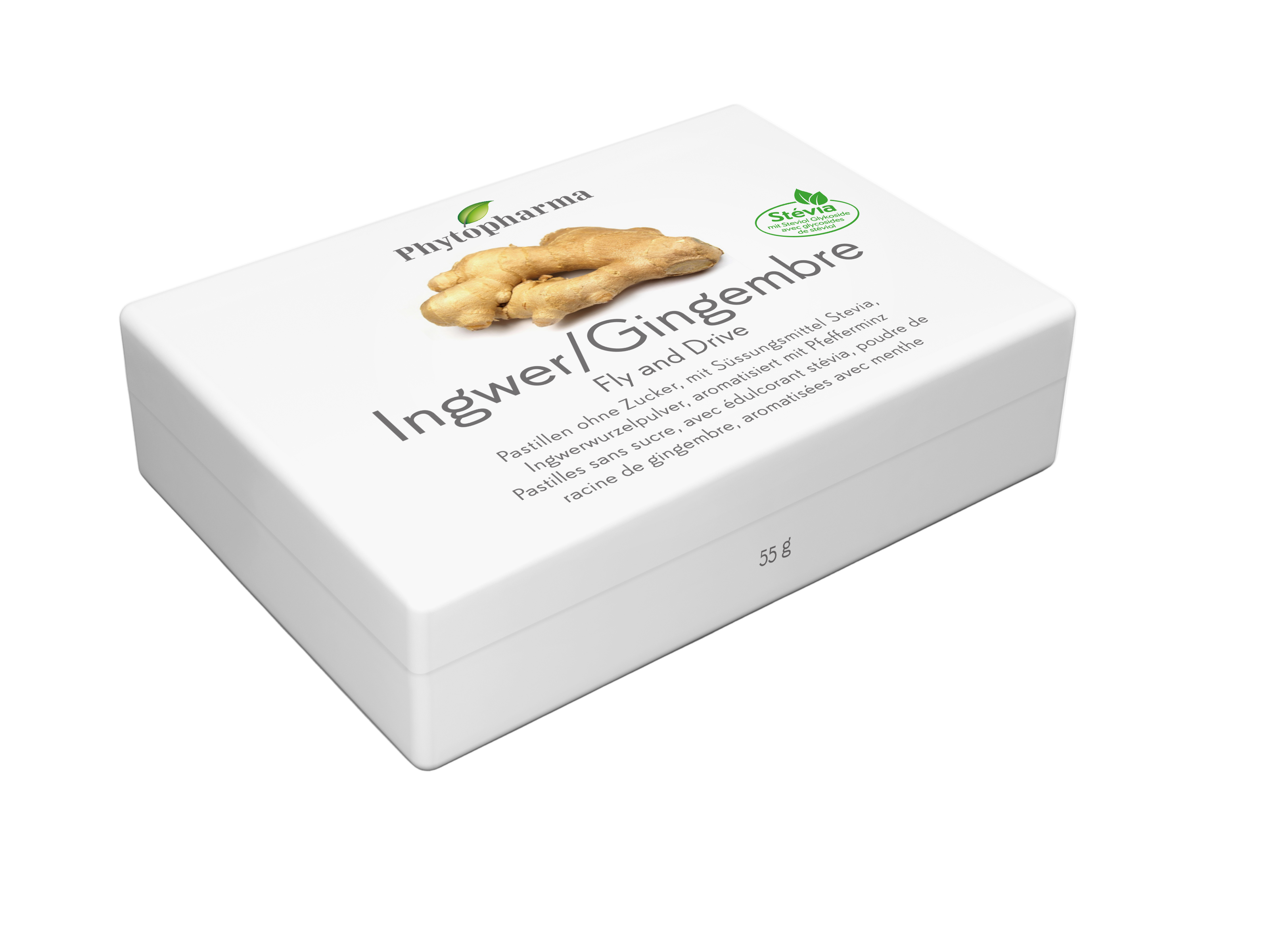 Phytopharma Ingwer Fly & Drive Pastilles 55 g – Ginger anti-nausea lozenges