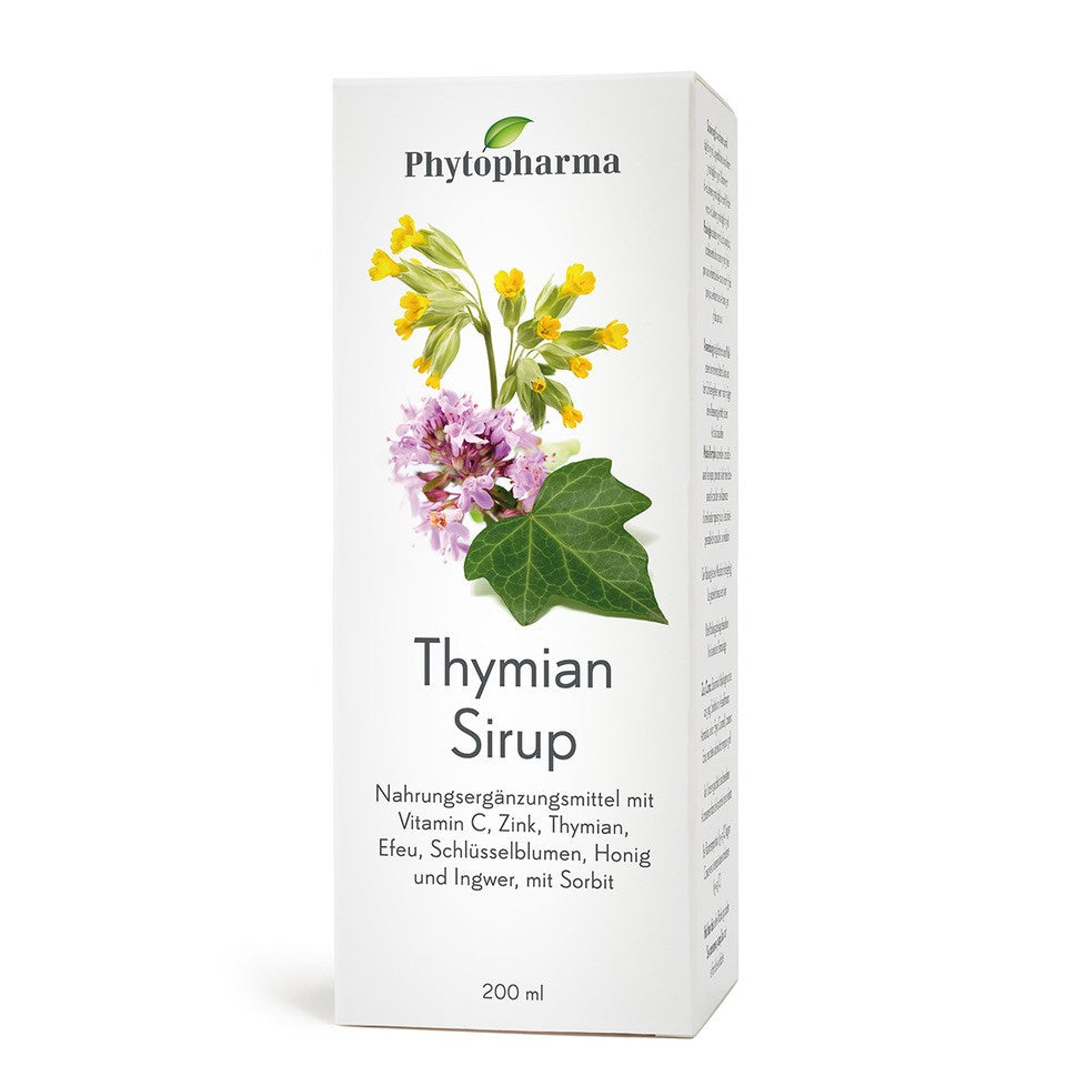 Phytopharma Thymian Sirup – thyme and honey cough syrup with vitamin C and zinc (200 ml)