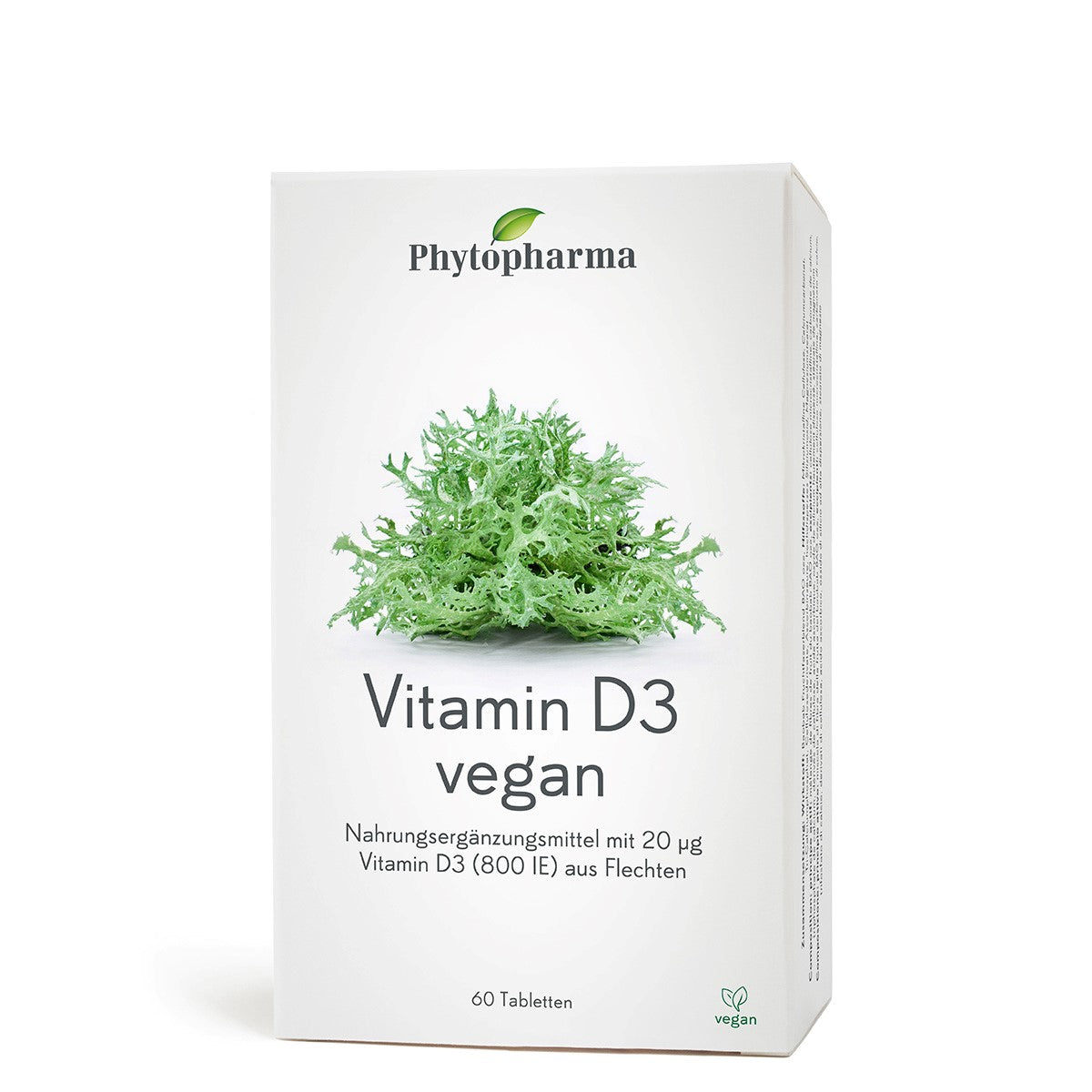 Phytopharma Vitamin D3 Vegan Tablets – plant-based vitamin D supplement (60 pcs)