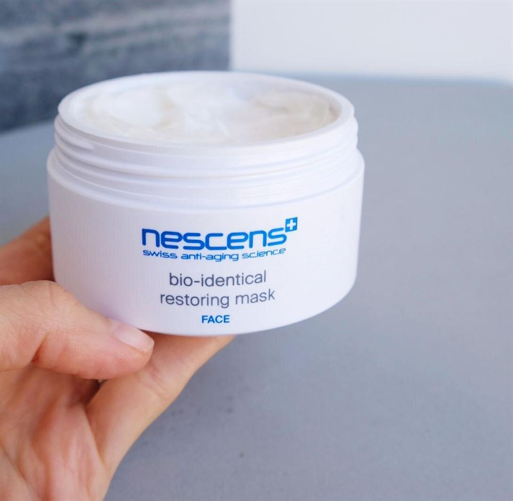 Swiss skincare packaging for Nescens Restoring Mask