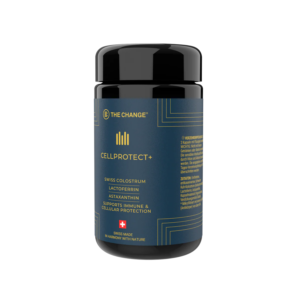 THE CHANGE CellProtect Swiss high-IgG colostrum & antioxidant supplement capsules for immune and cell protection | Beautylion.ch
