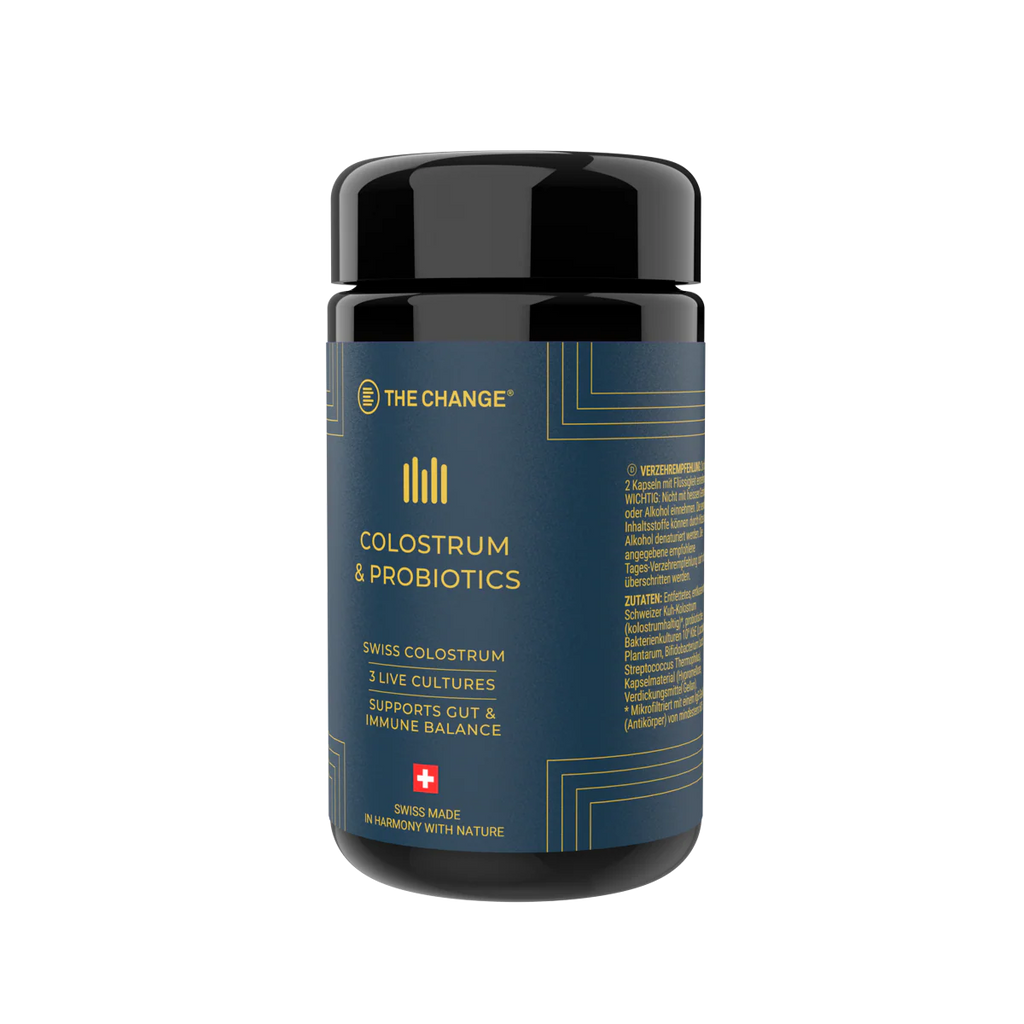 THE CHANGE Colostrum & Probiotics Swiss high-IgG colostrum capsules for immune & gut support | Beautylion.ch