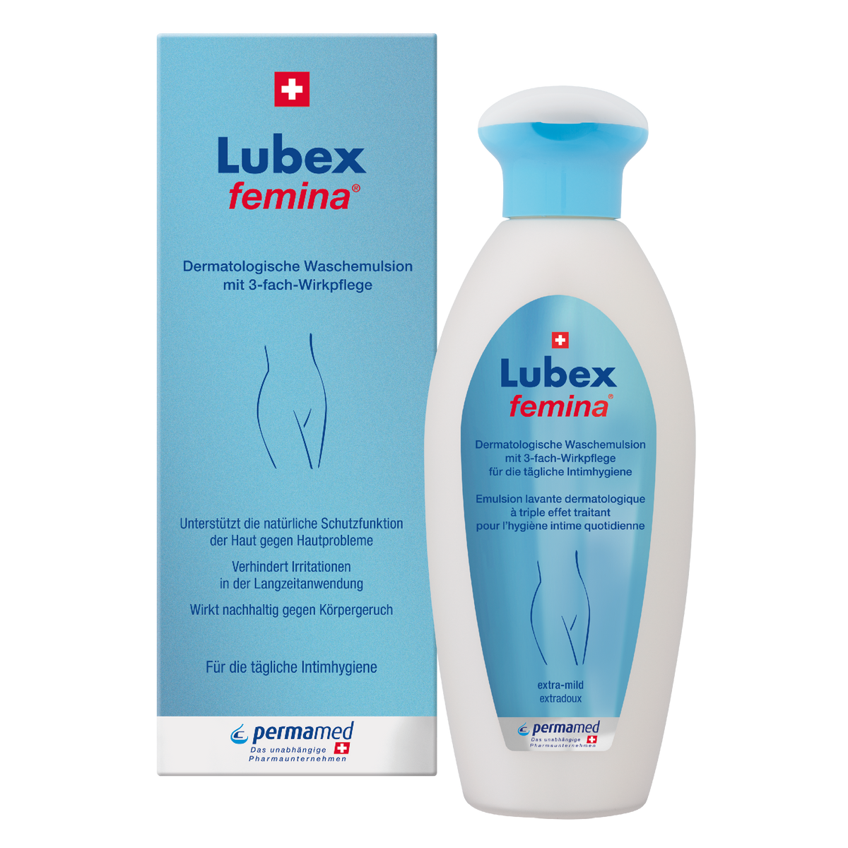 Texture of Lubex Femina Washing Emulsion – gentle emulsion for intimate and full-body cleansing