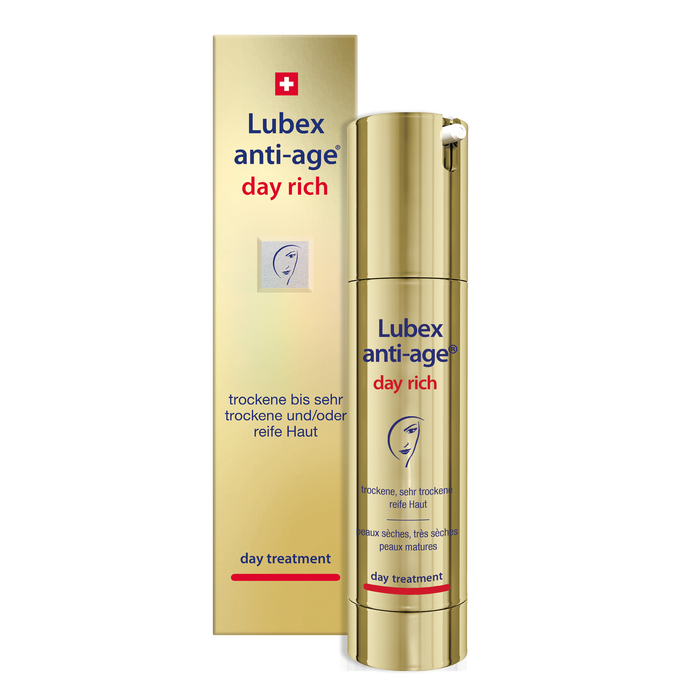 Texture of Lubex anti-age Day Rich – rich cream with high moisturizing factors & lipids for mature skin