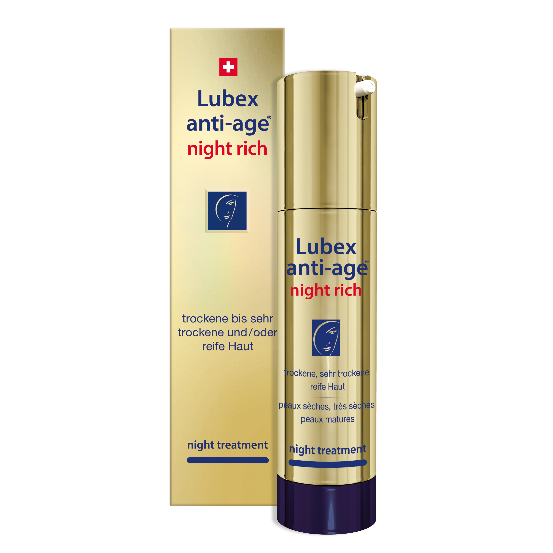 Texture of Lubex anti-age Night Rich – rich cream with high lipid content and high-dose retinol for overnight renewal